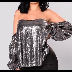 Fashion Nova (NWT) Sequin Off The Shoulder Top